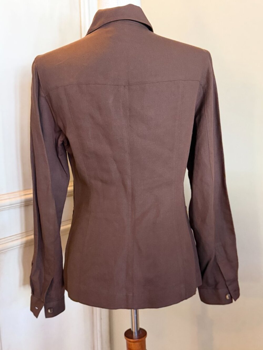 Lacoste Brown Button-Front Jacket – Women's SIZE 38 - Picture 4 of 7